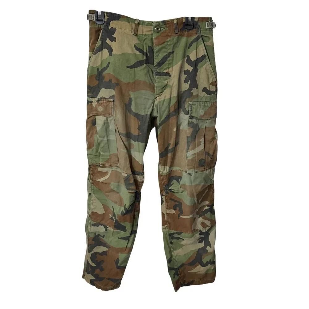 Men’s Woodland Camo Cargo Pants Military Army Utility Tactical Pants Medium